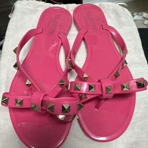Valentino Rockstud PVC Flat Thong Sandals